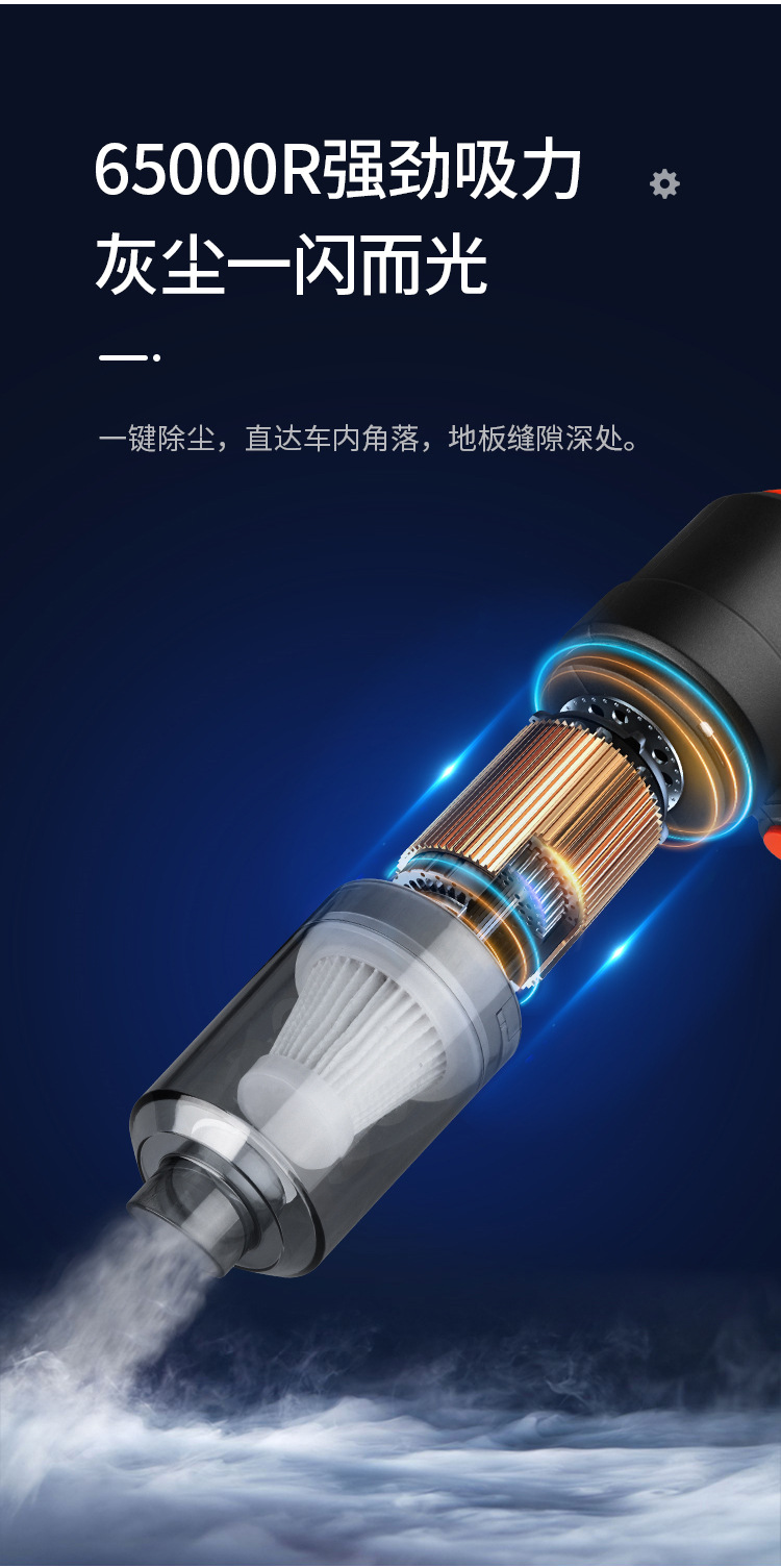 新款车载吸尘器批发家用迷你便携无线手持汽车吸尘器多功能吹吸一体车用电器详情4