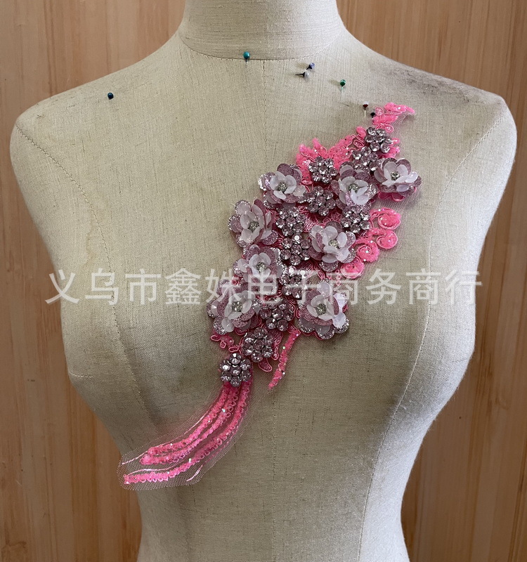 批发手工DIY时尚水钻小花组合粘花服装辅料详情11