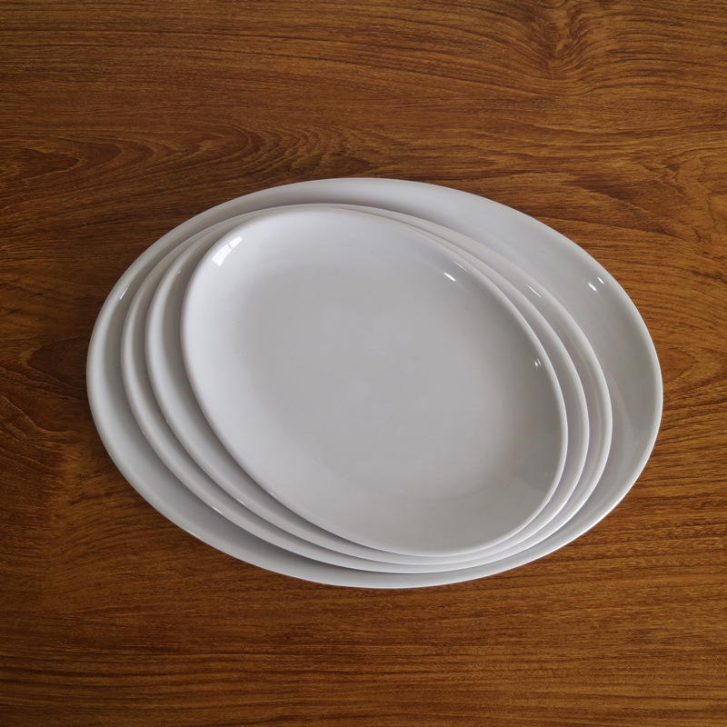 White melamine thickened oval plates, den-shaped plates, barbecue plates, stir-frying plates, snack plates, roast meat plates, in stock, factory wholesale pic 2