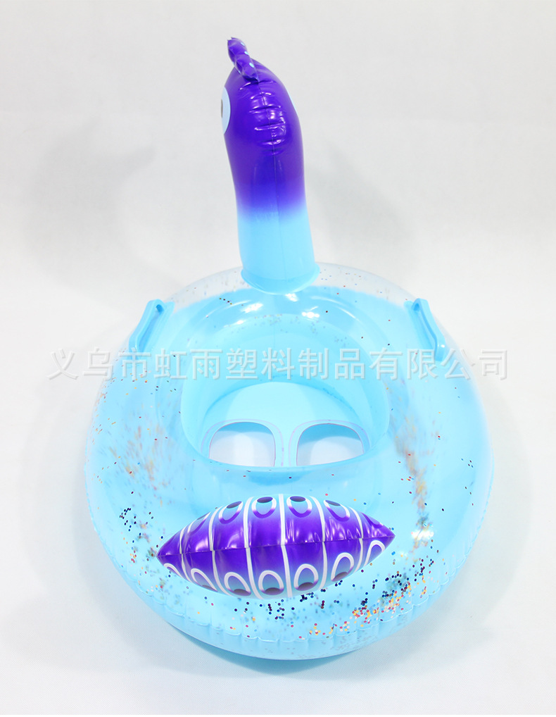 亮片孔雀艇水上充气儿童玩具座圈带翅膀防侧翻游泳圈婴儿坐圈批发详情11