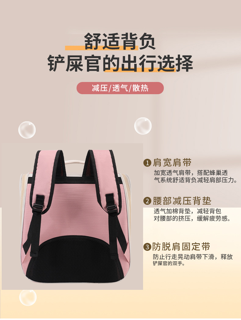 宠物用品猫包外出双肩宠物包大容量透气便携出行宠物猫狗背包详情3