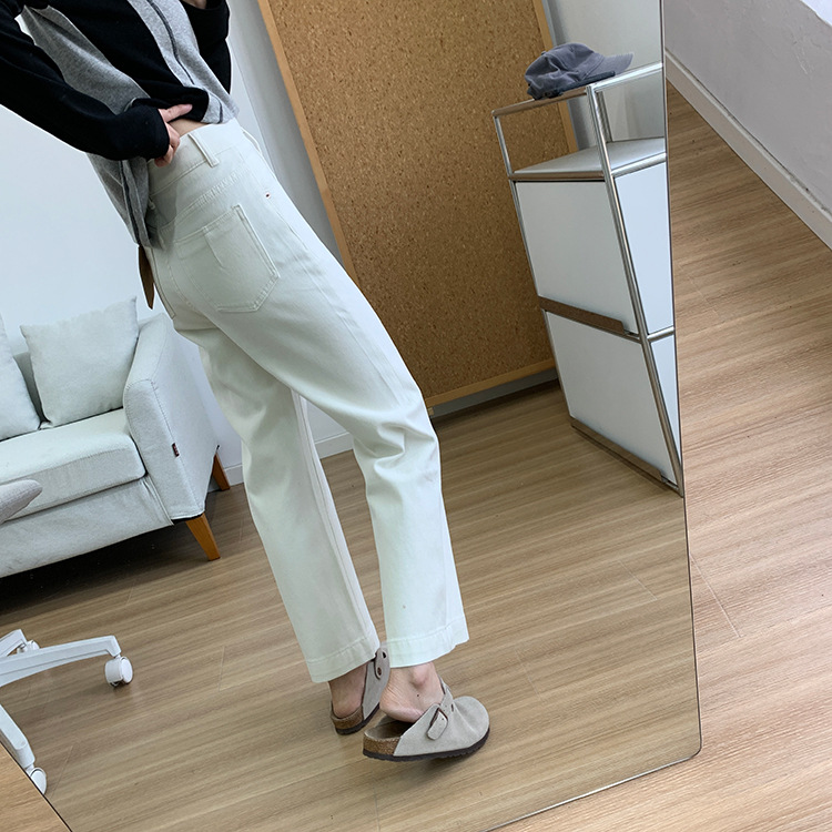 Slimming pants! Early spring light blue four-sided stretch straight-leg jeans for women 2025, high-waisted and petite 9-inch pants pic 35