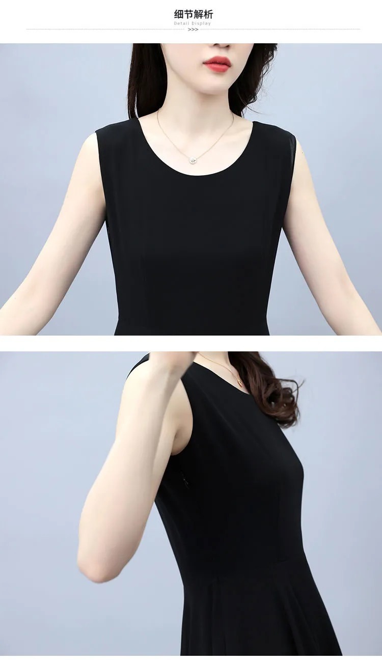 Verano 2023 nuevo tamaño más de las mujeres vestido de gasa temperamento vestido largo sin mangas versátil slim halter vestido de chaleco pic 7