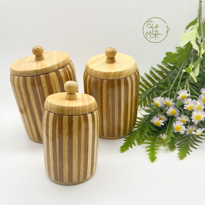 厂家直批天然竹制储存罐 多规格密封盒 带盖防灰尘茶叶罐 调味罐储物罐详情4