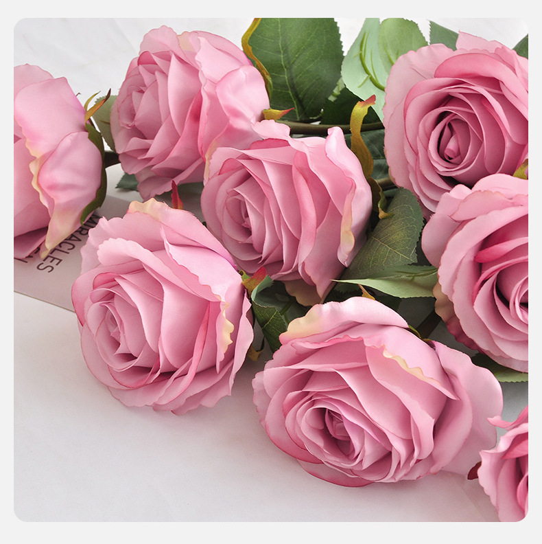 包邮仿真玫瑰单支大花头婚礼装饰假花千层玫瑰景观宠物园艺花卉详情15