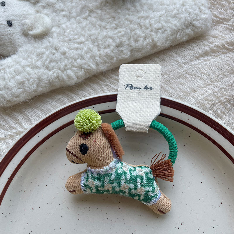 新款韩版秋冬布艺手作小马系发夹儿童侧边碎发刘海夹弹力马尾发圈详情5