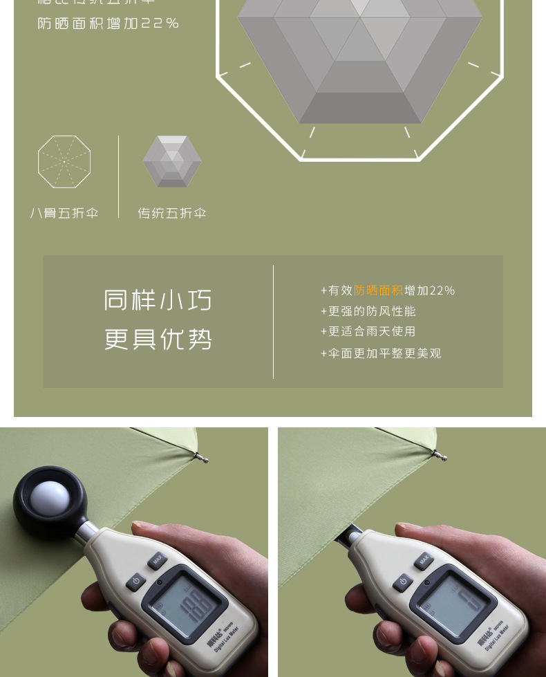 五折自动太阳伞雨伞女防晒防紫外线遮阳伞小清新晴雨两用伞折叠伞详情18