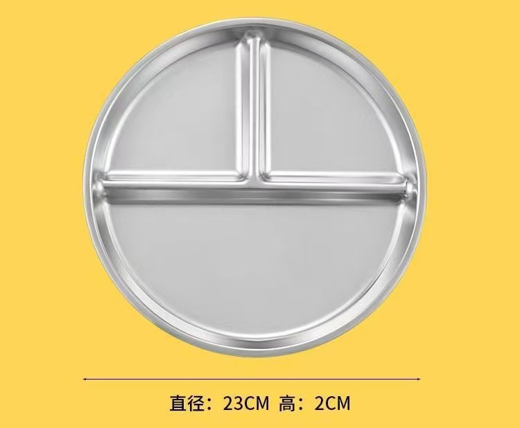 跨境不锈钢分格餐盘学生儿童饮食均衡盘大人减脂盘三格圆盘不串味详情19