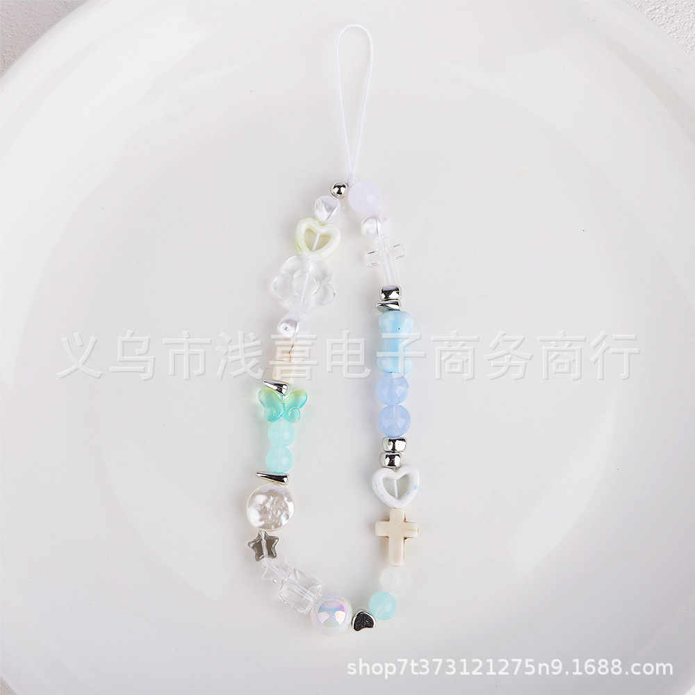 The same style of InS-style mobile phone chain as Xiaohongshu, retro summer vacation, starfish original beaded mobile phone Polaroid pendant pic 2