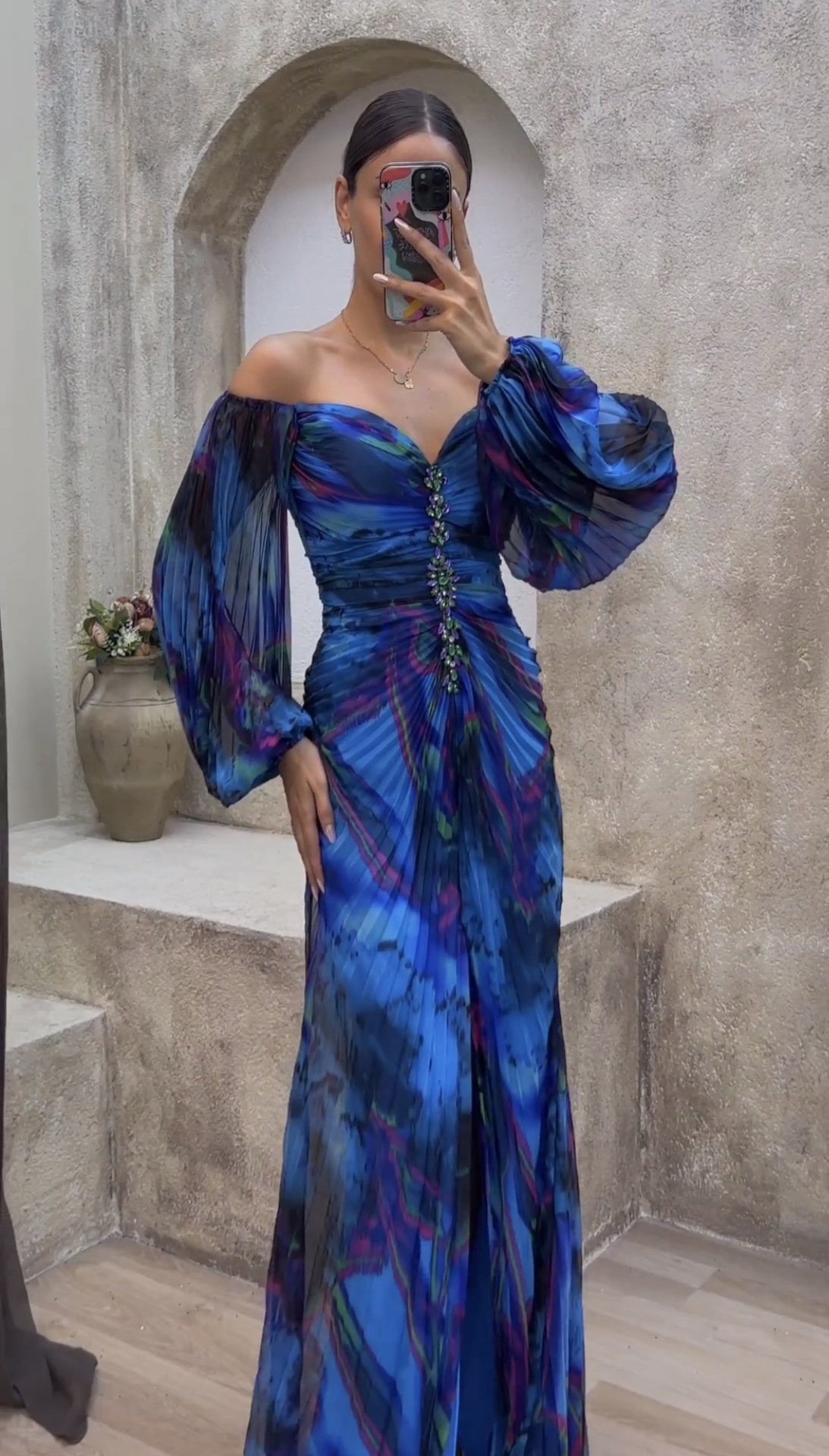 High-end women's dress高品质四季女装聚会压褶民族风性感连衣裙详情20