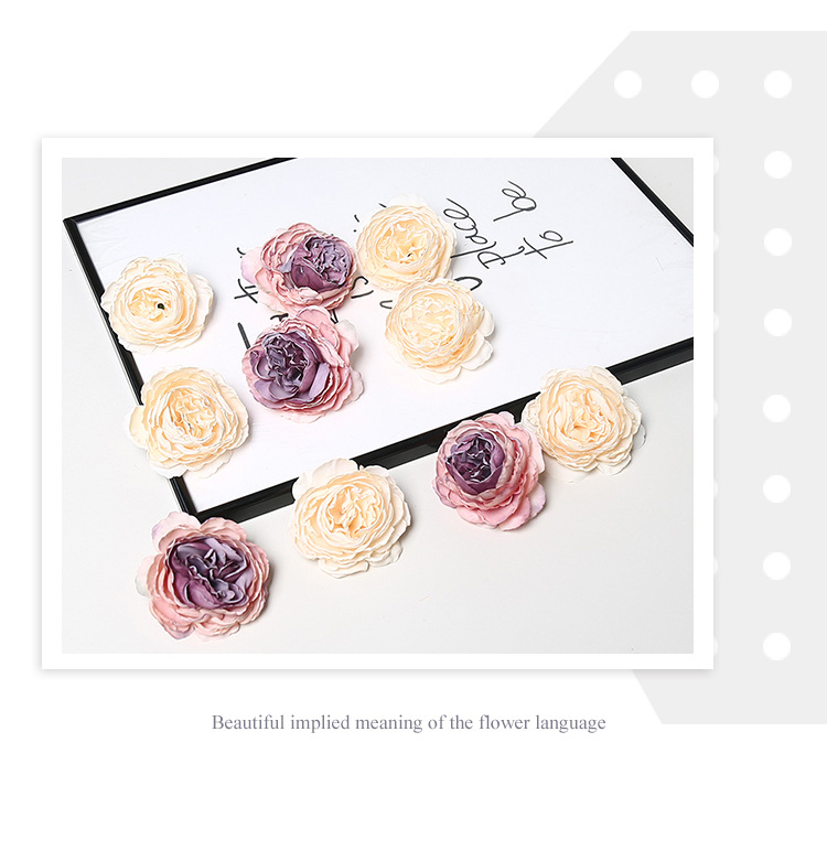 高级焦边牡丹仿真花头复古渐变多色手工DIY发饰胸花配件假花批发详情7