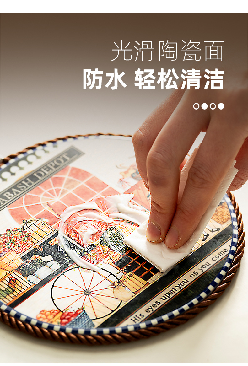 跨境美式复古陶瓷隔热垫耐高温防烫餐桌垫家用餐具碗垫砂锅垫餐垫详情6