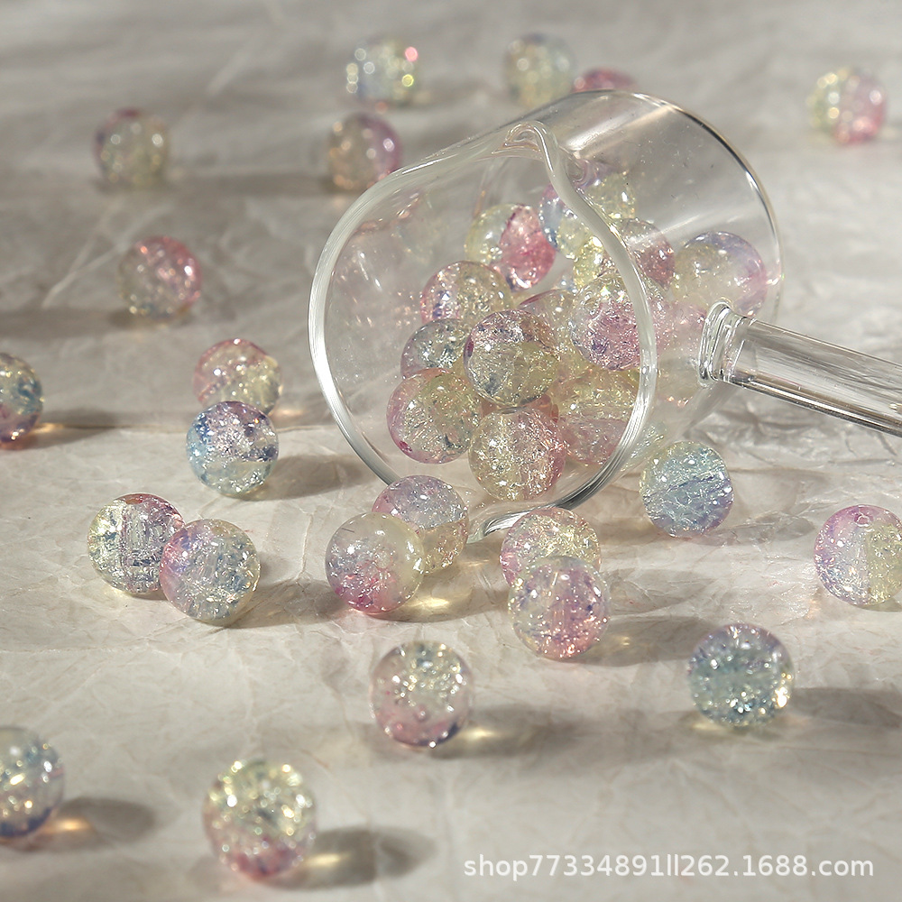 10mm【蛋白碎系玉碎珠】爆花琉璃珠手工diy手链串珠散珠饰品配件详情5