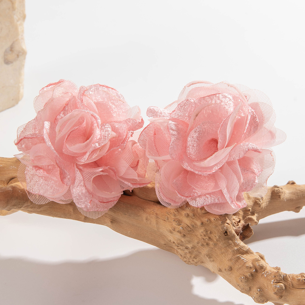 欧美跨境新款饰品 韩式蓬松大花朵耳环 高级绒布蕾丝多色耳饰套装详情14