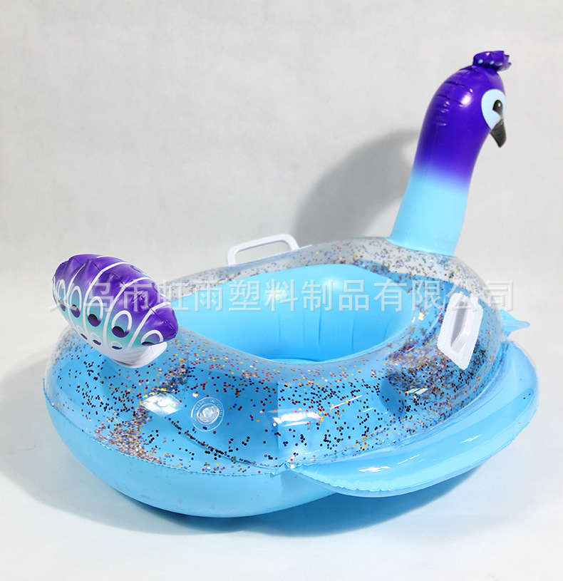 孔雀艇带翼亮片充气儿童游泳圈婴儿坐圈防侧翻座圈批发运动户外游泳用品详情9