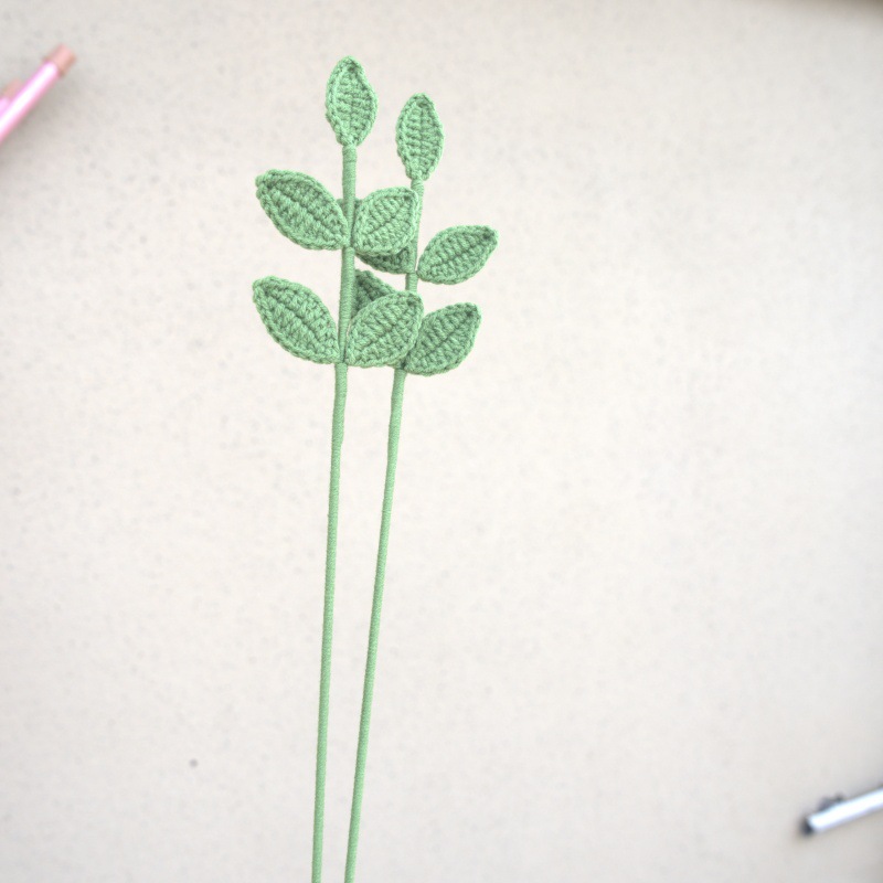 手工钩织花束配饰毛线编织四季叶子圣诞春节装饰批发宠物园艺蕨类植物详情7