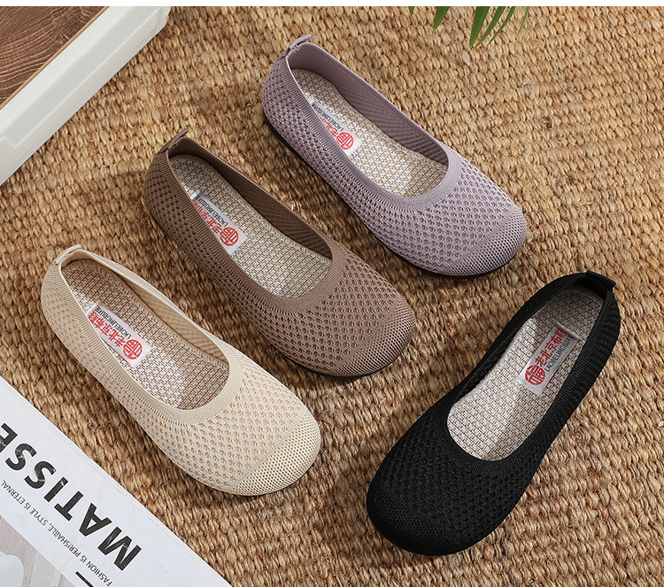 老北京布鞋女夏季飞织网面透气豆豆鞋软底软面妈妈鞋浅口镂空凉鞋详情22