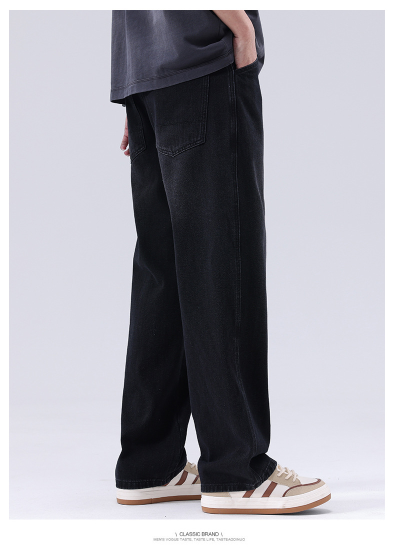 春夏新款牛仔裤男美式直筒牛仔裤男微叭阔腿黄泥复古胖子牛仔裤男详情22