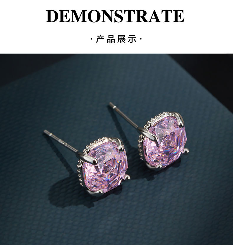 源头工厂轻奢海蓝玫瑰切耳钉铜合金s925银针高级感经典通勤女耳饰详情12