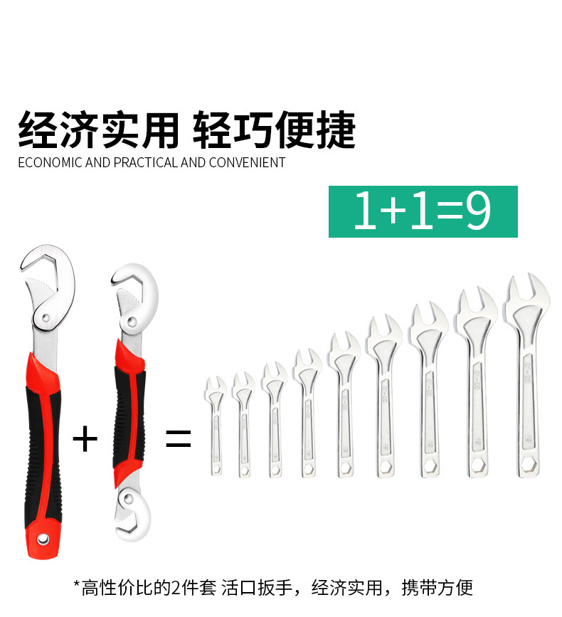跨境活动扳手多功能活口管钳工具大开口两用卫浴锯齿万能扳子快速详情5