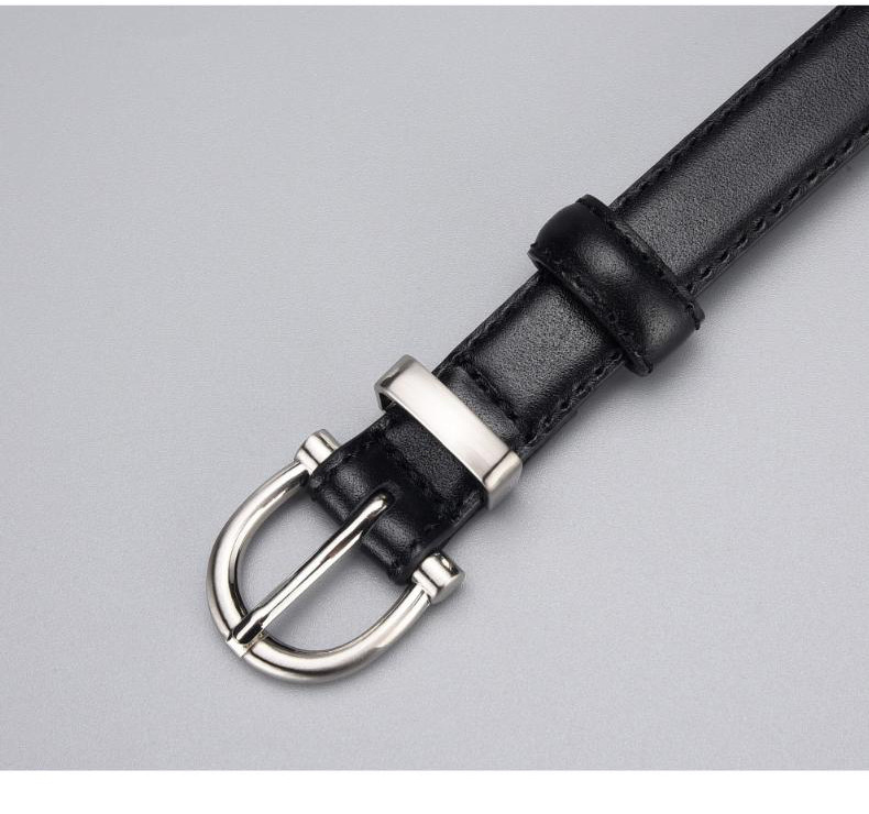 头层牛皮女款细腰带百搭黑色真皮时尚工厂批发服装配饰腰带详情6
