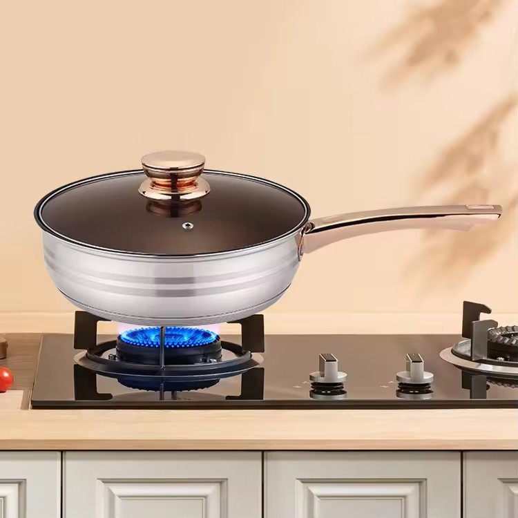 Hot-selling 12-piece stainless steel cookware set, thickened double-bottom soup pot, flat pan, cross-border export pot set pic 12
