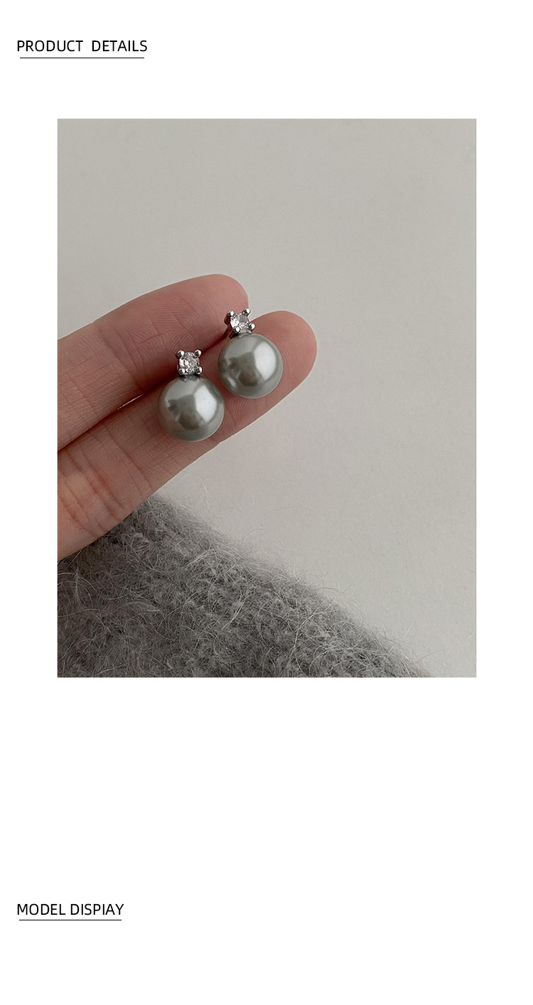 Принцесса 925 серебряные иглы, жемчужные серьги, жемчужные серьги, серые серьги, серые бобы pic 8