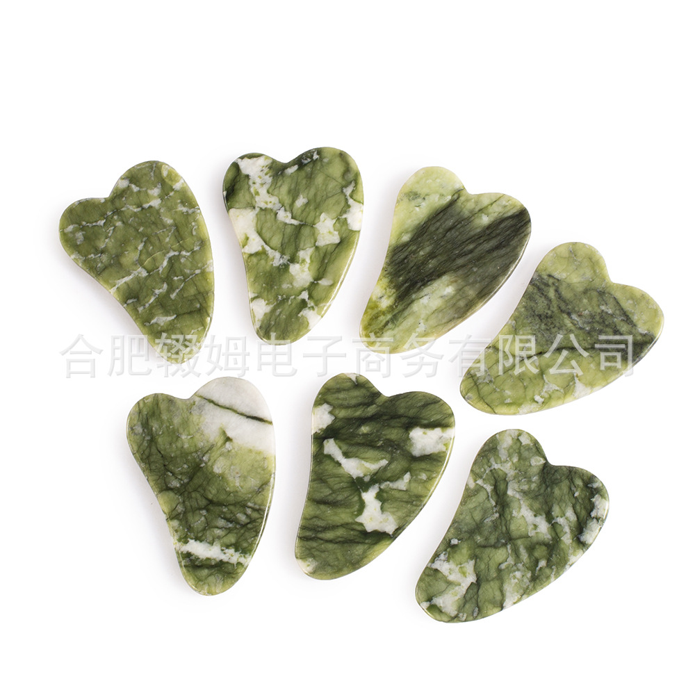 岫岩玉石刮痧板片心形刮痧按摩板面部脸部全身按摩小玉石刮痧片详情10