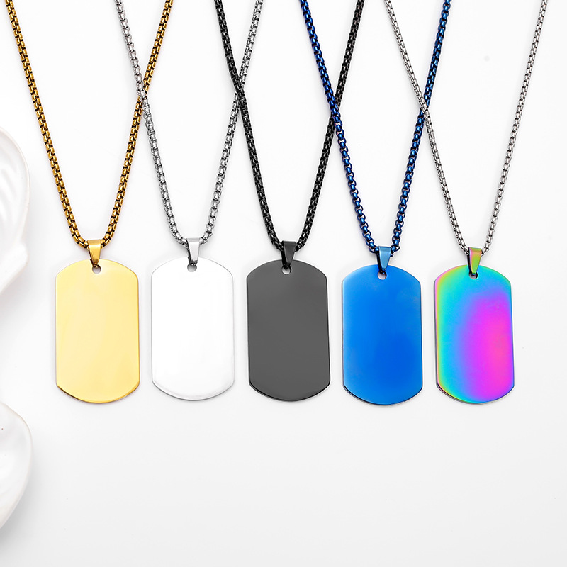 Cross-border European and American stainless steel military brand necklaces, laser engraving blank material manufacturer wholesale metal pendants pic 9