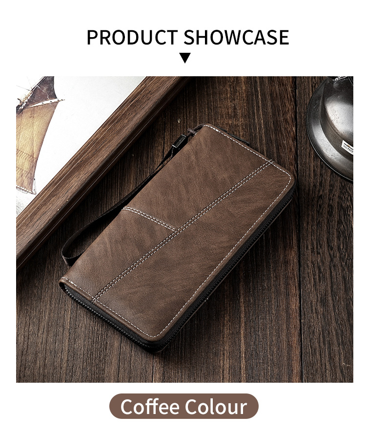 厂家批发男士钱包长款手机包多卡位大容量拉链皮夹便携卡包男钱夹详情13