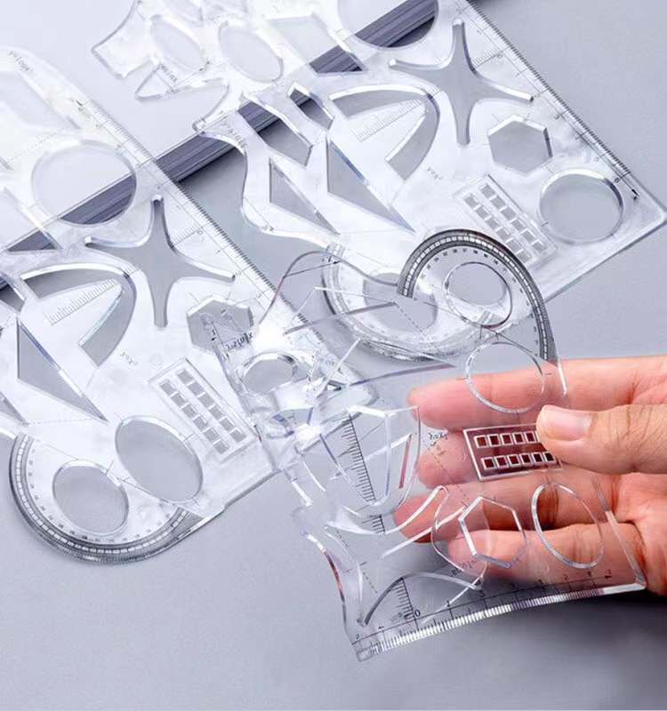 Factory study-specific flexible ruler, function geometric ruler, multi-functional drawing ruler, student quick plotter, function ruler, transparent pic 6