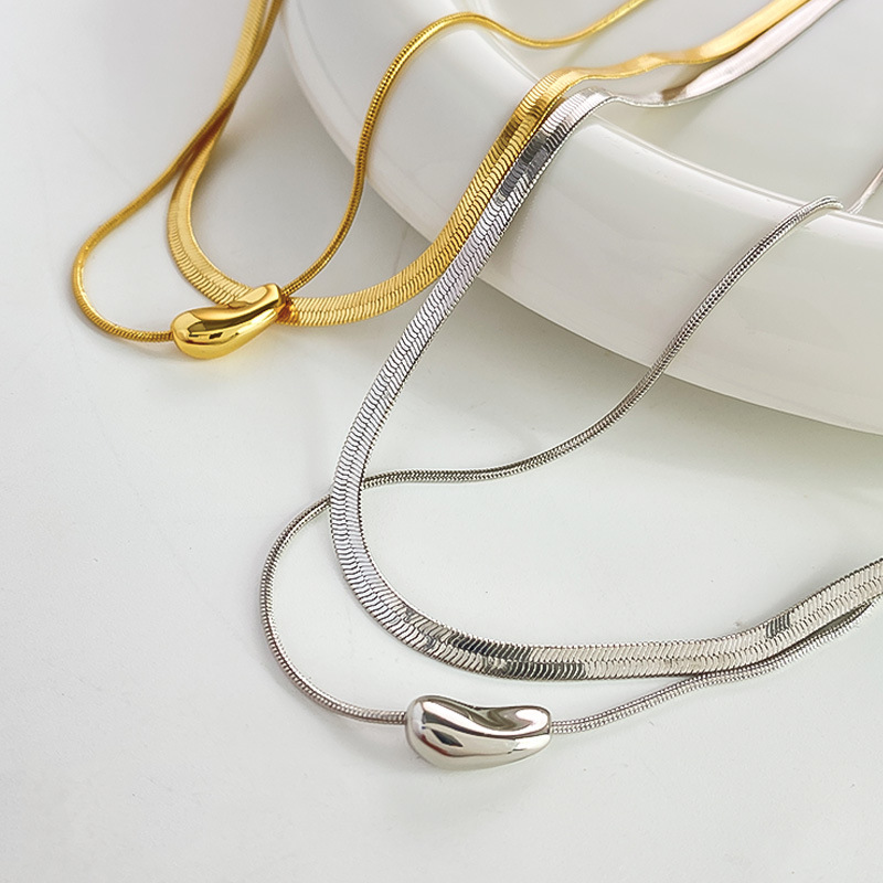 2024新款双层叠戴高品质铜镀18k金锁骨链轻奢个性小众设计蛇骨链详情6