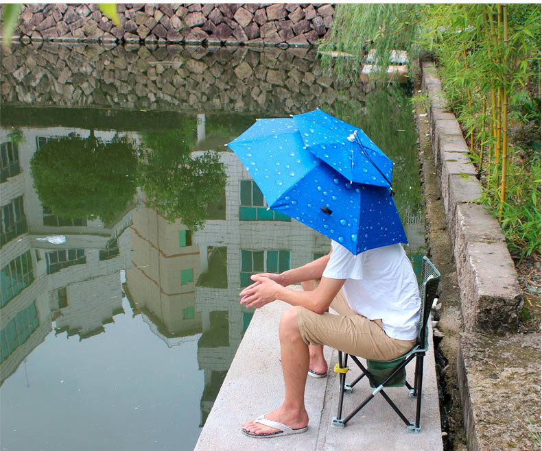 双层防风防雨钓鱼伞帽头戴式雨伞防晒折叠头顶雨伞帽户外遮阳垂钓详情48