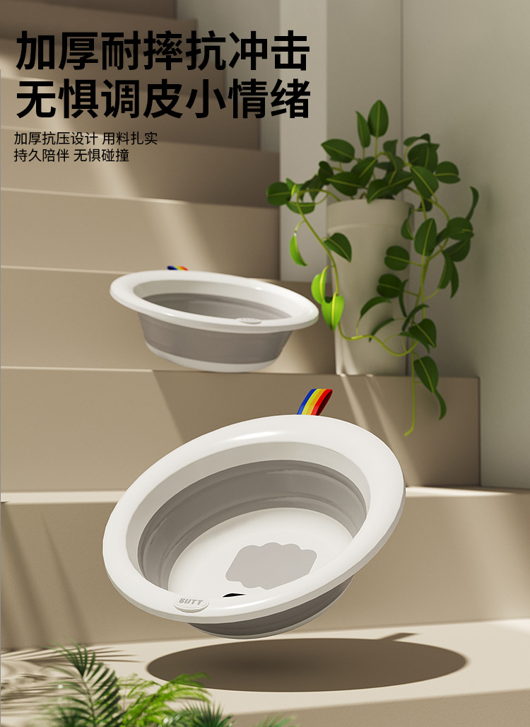 折叠脸盆儿童便携式折叠盆家用彩虹感温脸盆婴儿塑料脸盆母婴用品详情8