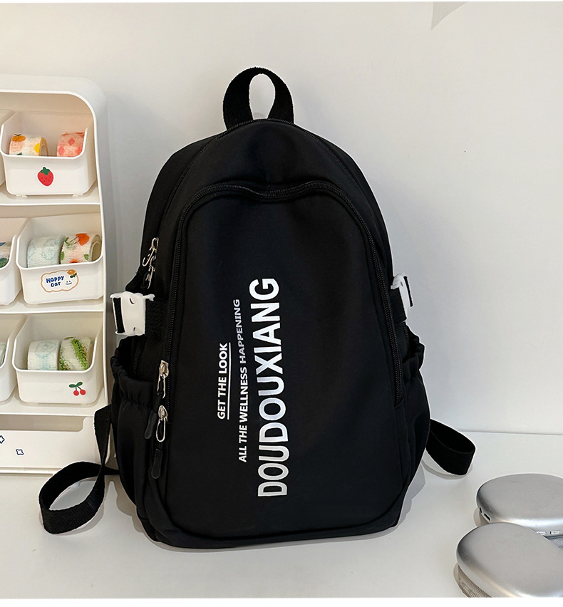 新款时尚休闲书包少女中学生双肩包高颜值大容量情侣双肩电脑包详情46