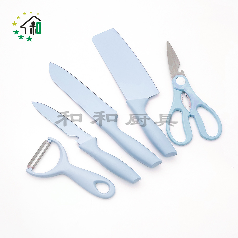 现货厨房不锈钢刀具6件套刀 家用宝宝辅食刀水果刀剪组合礼品套装详情9