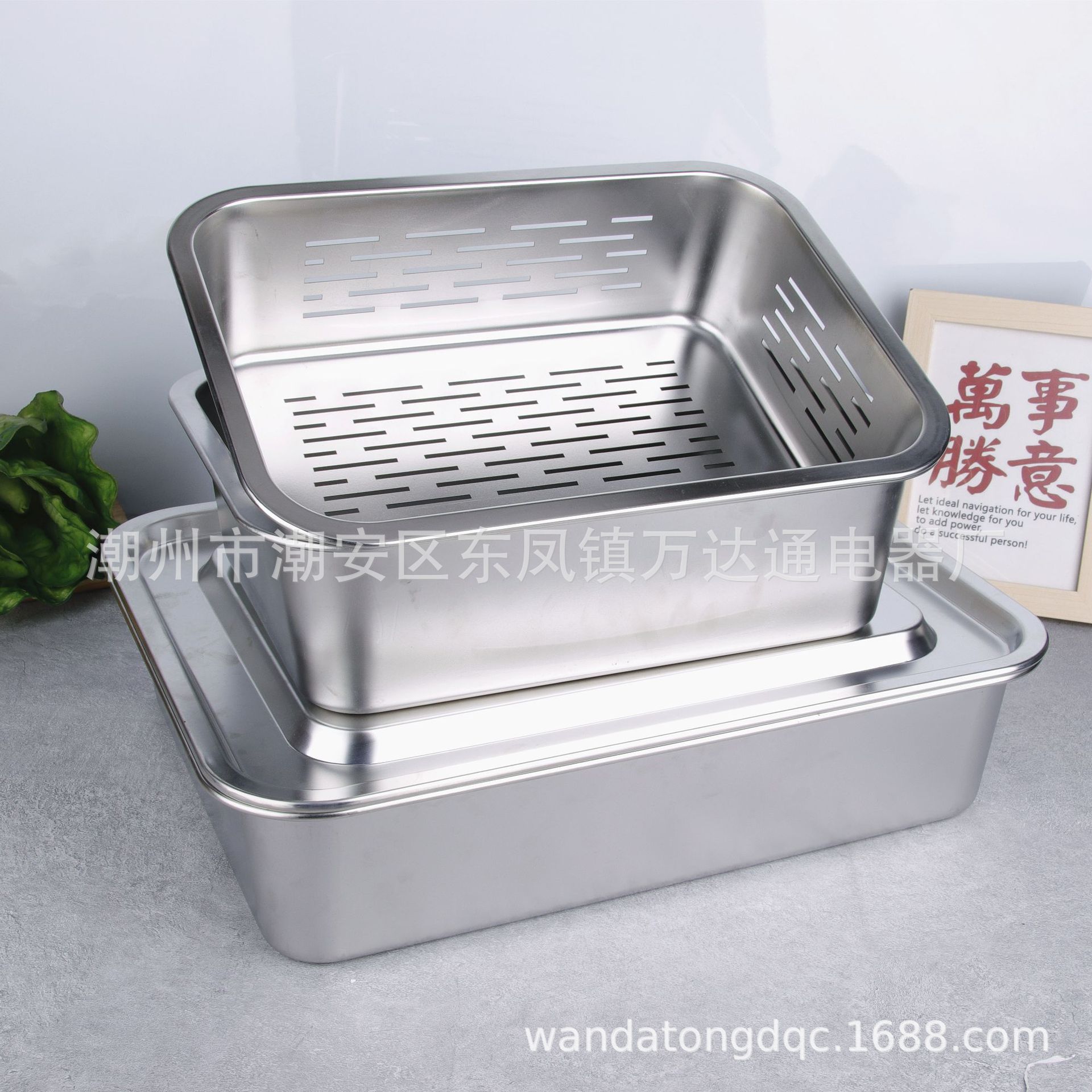 304不锈钢方盆长方形方盘自助餐份数盆加深平底托盘快餐菜盆带盖详情8