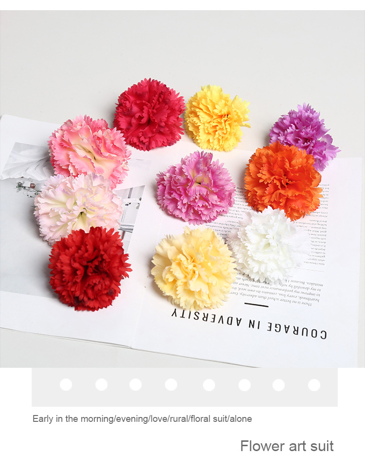 8cm仿真多色绢布康乃馨花头母亲节花束家居装饰diy插花蛋糕花配件详情11