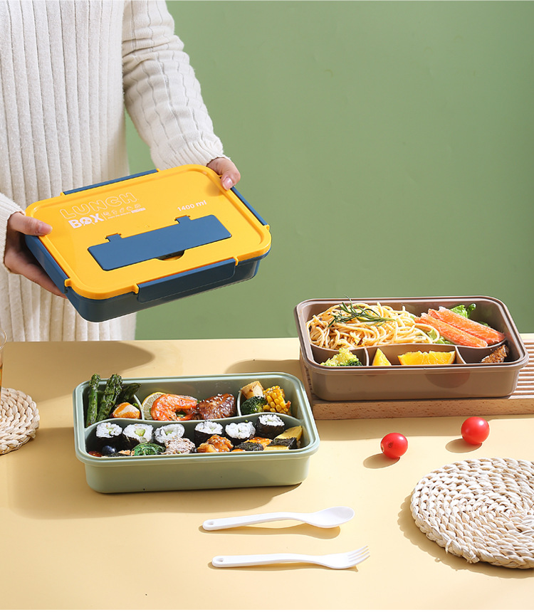 The new student lunch box with compartments can be heated in a microwave oven and comes with chopsticks and spoons. It is a student lunch box for work pic 16