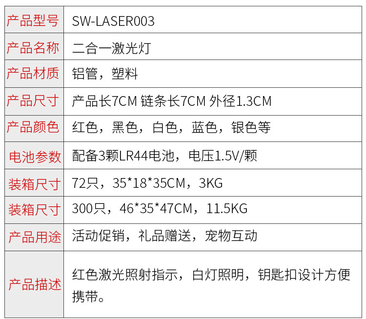 宠物用品小手电LED红光镭射笔 逗猫棒电子红外线猫咪激光笔 5mw1mw 便携式猫猫玩具详情2