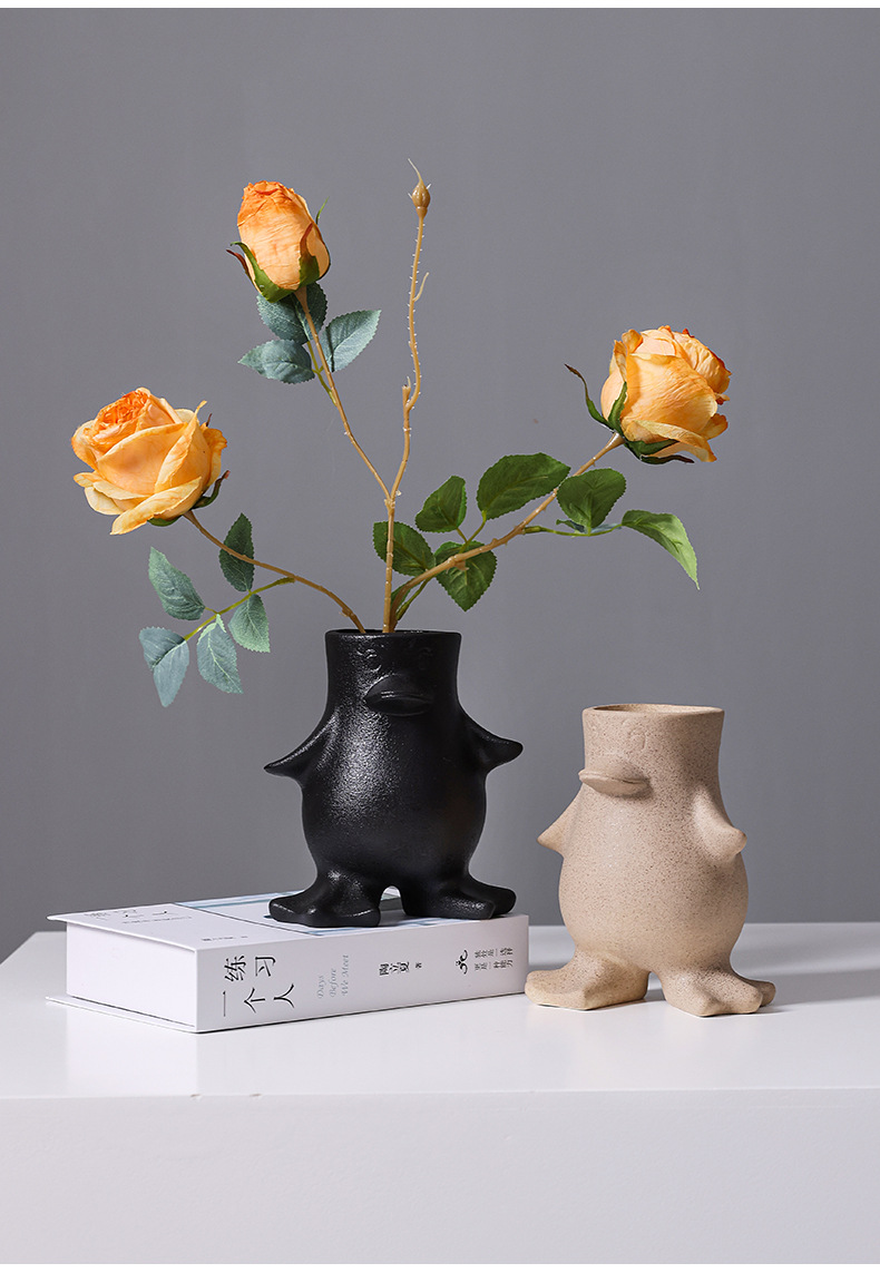 2025 Creative Penguin Ceramic Vase, Cute Cream-style living Room Desk Decoration, Fresh Flower Hydroponic Vase pic 6