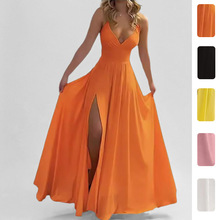 2026春季新款跨境欧美女装气质优雅法式复古收腰修身吊带连衣裙详情27