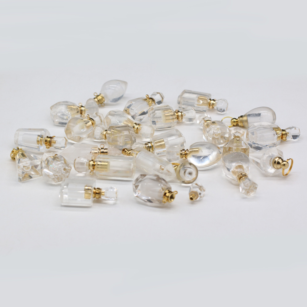 Exquisite natural semi-precious stone perfume bottles, white crystal, various shapes, DIY accessories, fashionable and exquisite wholesale production pic 4
