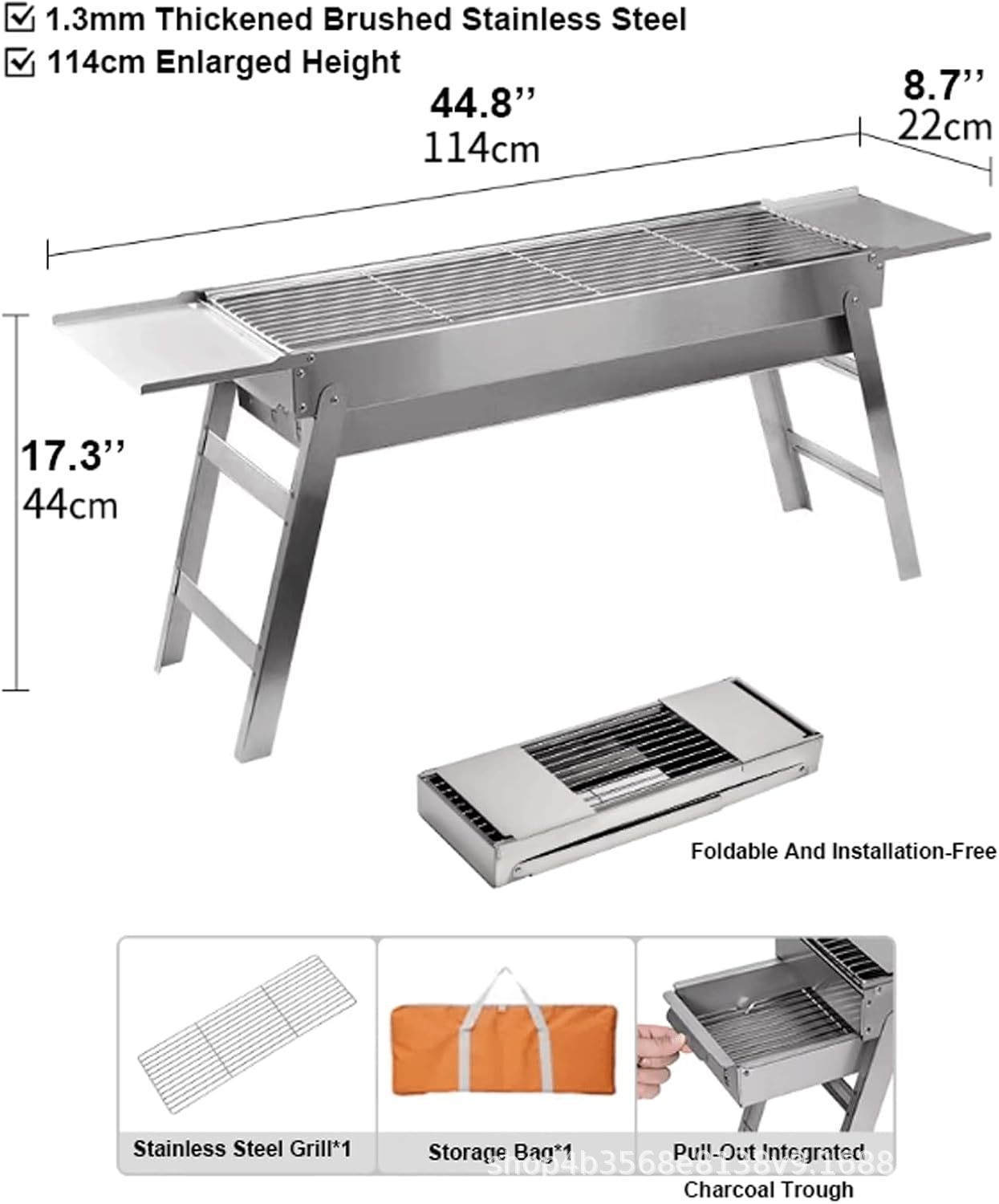 烧烤炉不锈钢家用折叠便携式小型烤炉烤肉架网户外烧烤炉子烧烤架详情8