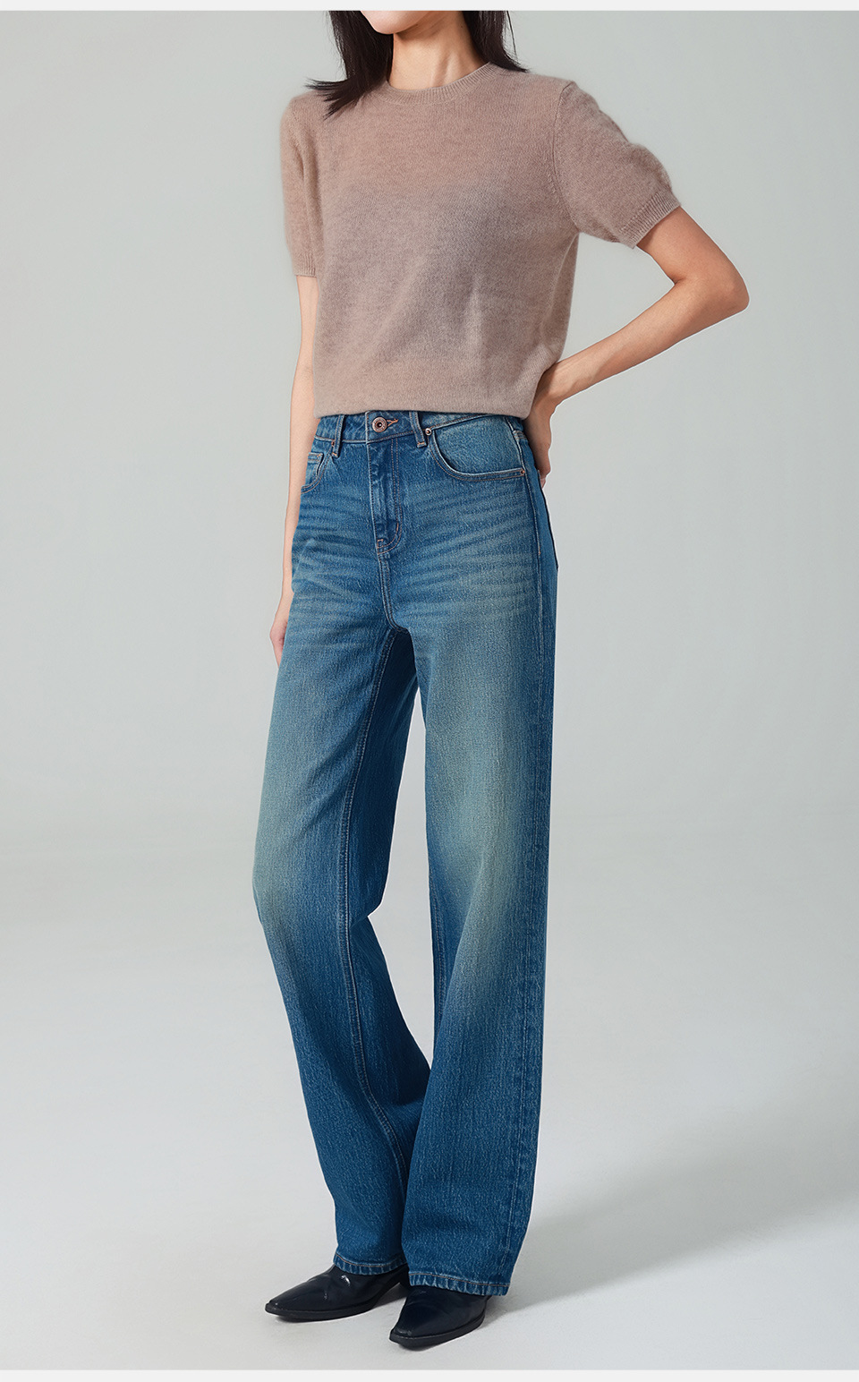 French fries pants/High-waisted Jeans for women, narrow straight-leg pants, elastic retro style, autumn/Winter 25, slimming and casual pic 28