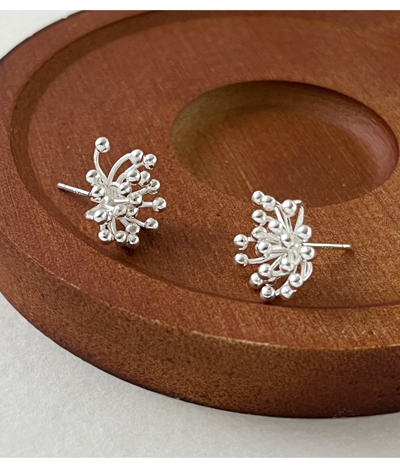 925 sterling silver firework stud earrings for women, simple and niche design, sweet and fresh, designer earrings 9111A pic 13