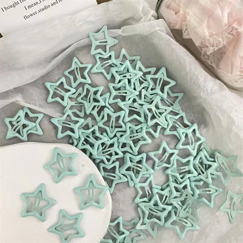 ins Star Pair five-pointed star bb hairpin clip, energetic girl hairpin, princess bangs hairpin clip pic 2