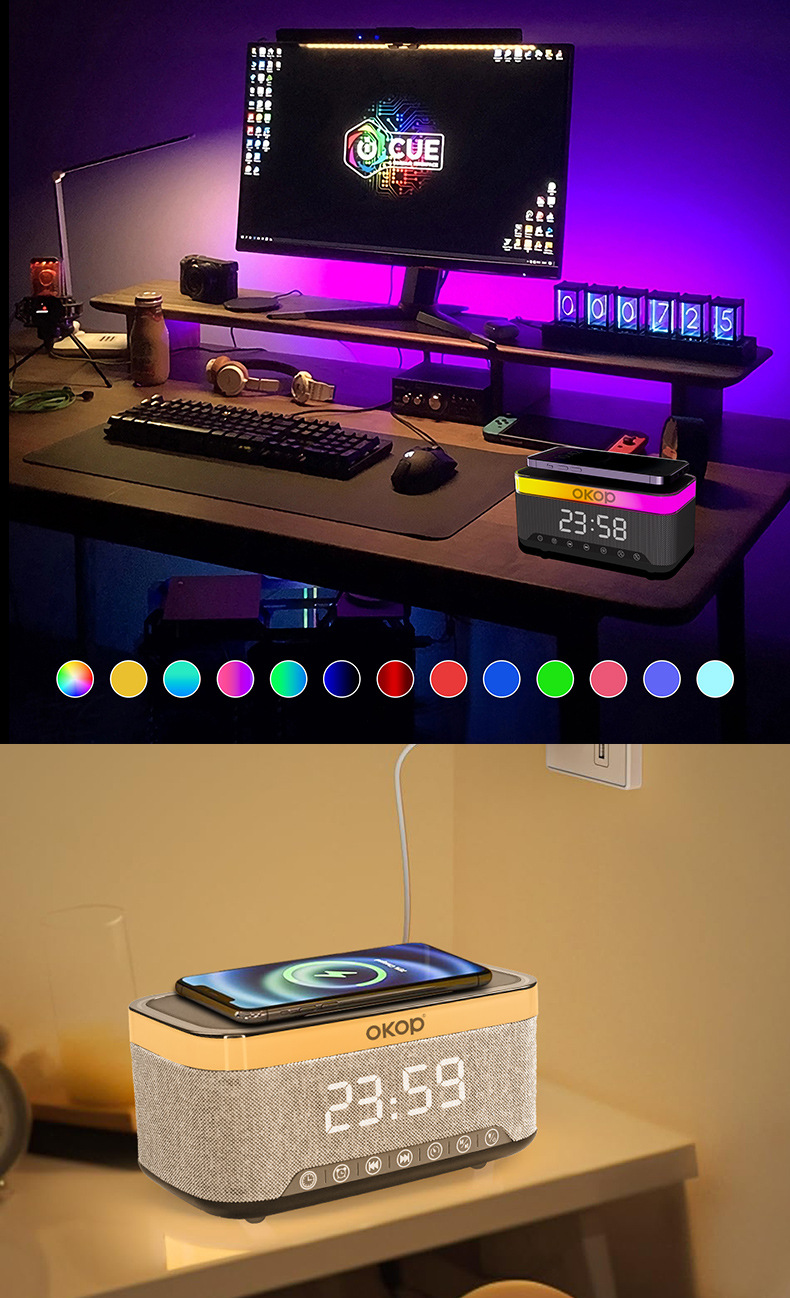 559 bluetooth стерео 15W беспроводная сигнализация RGB вибрационная лампа с белым шумом на рабочем месте через границу pic 12