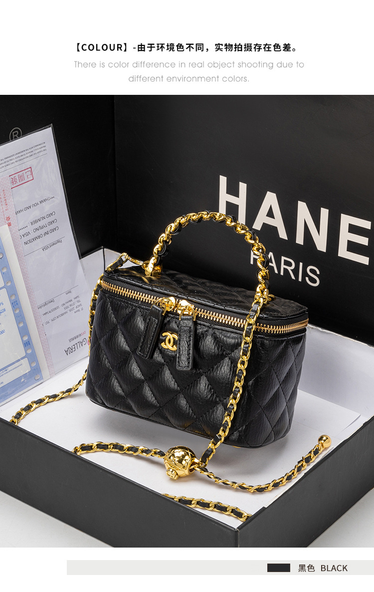 小香风盒子包包女士手提包2024新款时尚菱格链条包百搭单肩斜挎包详情14