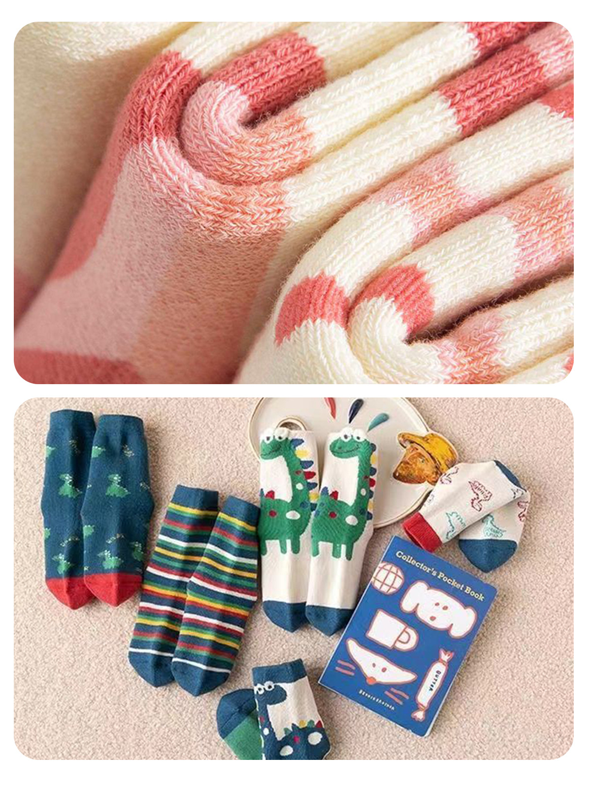 2023儿童袜子恐龙秋冬季加绒加厚毛圈袜中筒男童女童保暖宝宝柔软详情5